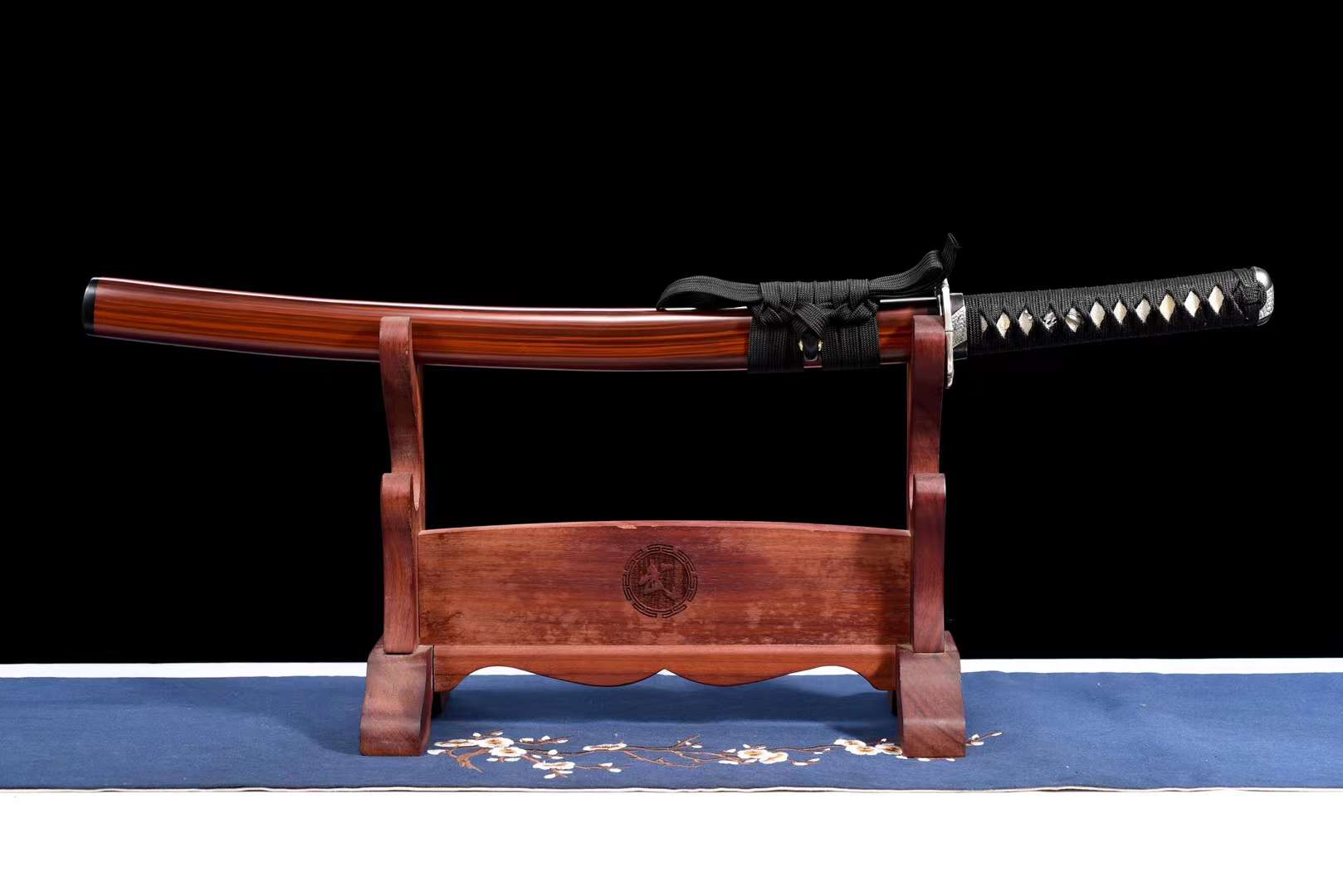 サンダルウッドWakizashi Sword T10 Steel Hamon