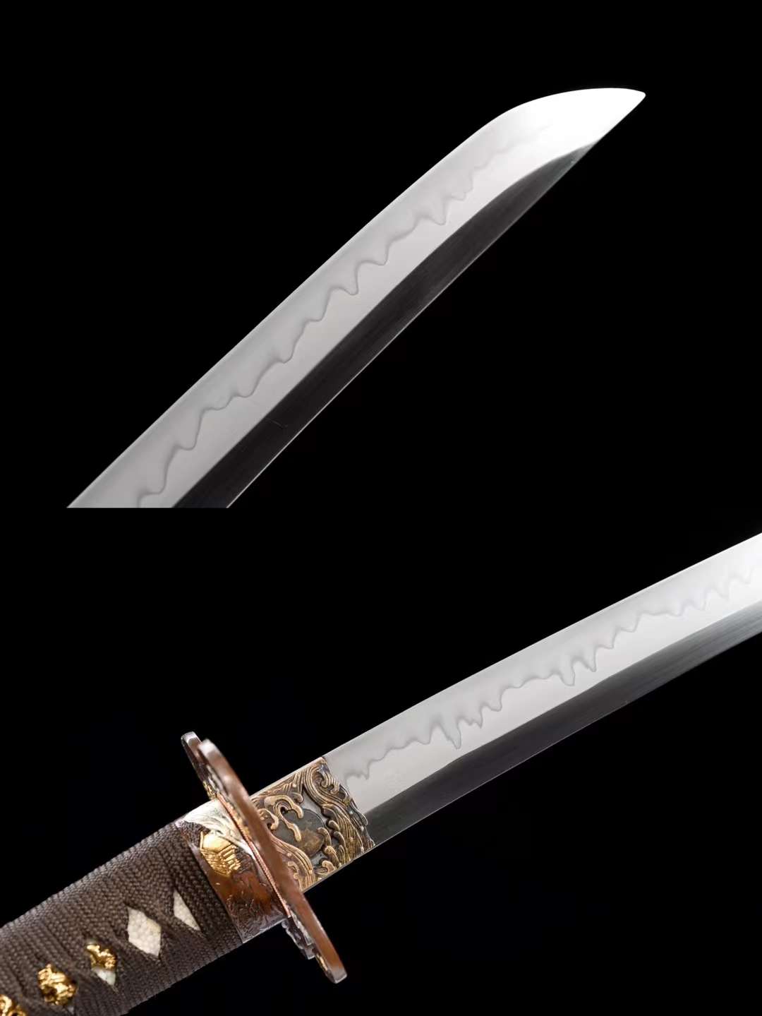 雪を踏む放浪の竜 Wakizashi Sword T10 Steel Hamon Mirror grinding