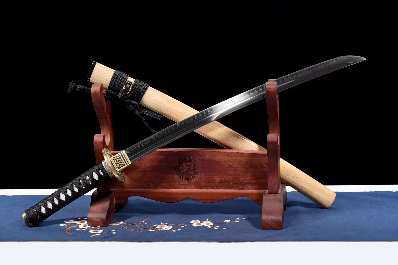 天麟 Wakizashi Sword T10 Steel Hamon Sharpened