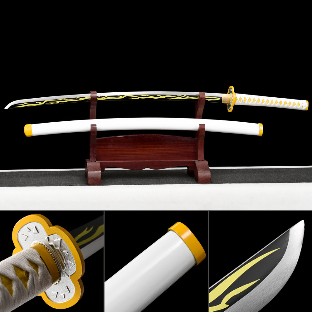 Handgefertigtes Katana-Samurai-Schwert, echte japanische Anime-Schwerter, geschärfte weiße Scheide aus Kohlenstoffstahl