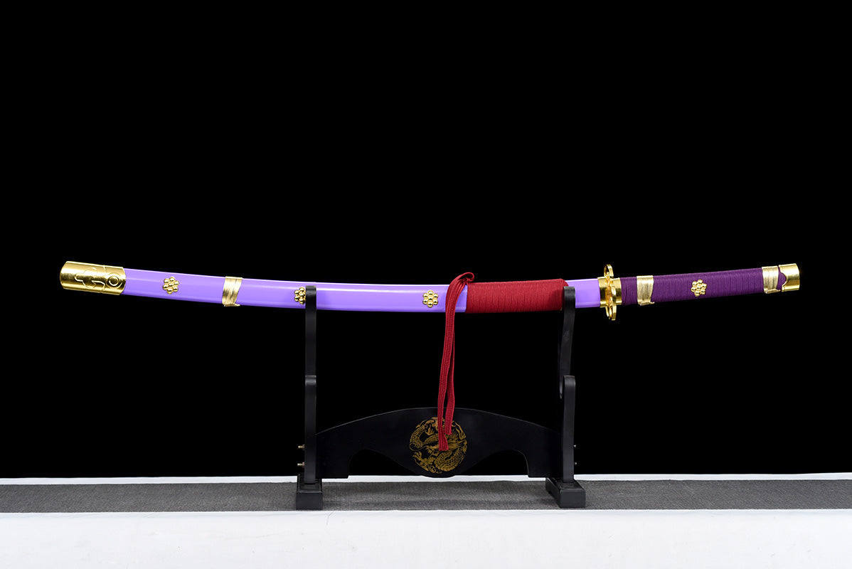 Une pièce Roronoa Zoro fait à la main japon katana samouraï épées pleine Tang 1045 lame noire en acier au carbone