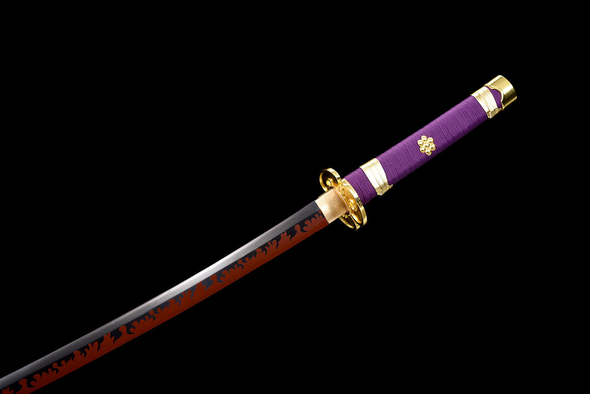 Une pièce Roronoa Zoro fait à la main japon katana samouraï épées pleine Tang 1045 lame noire en acier au carbone