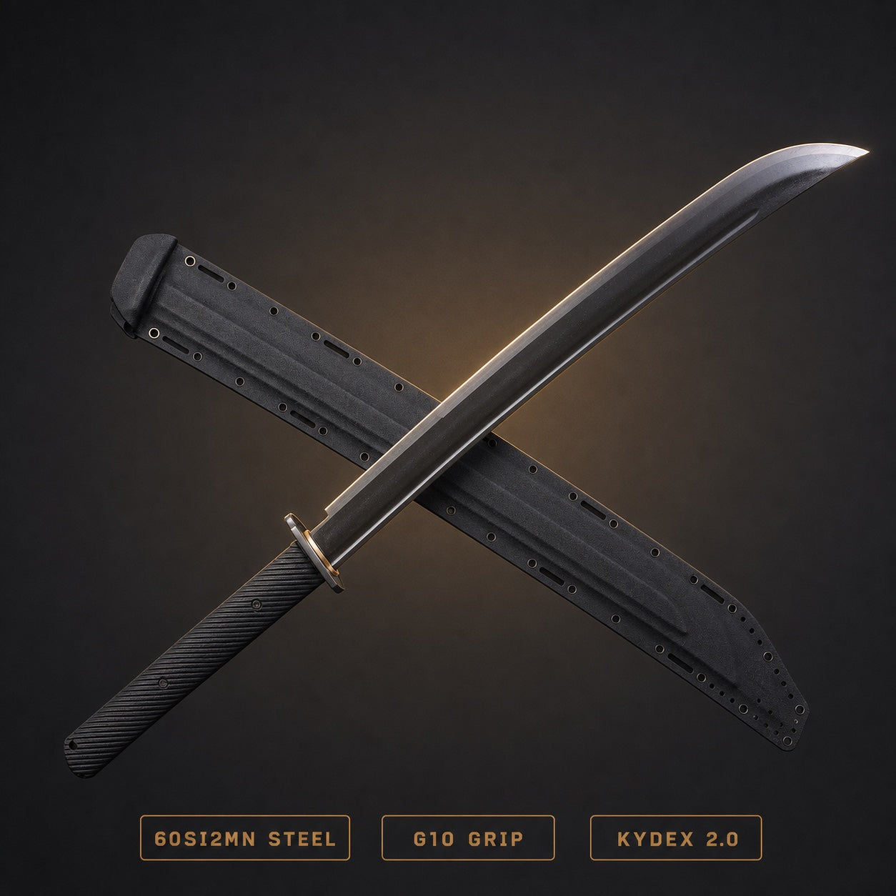 Ashen Wraith 60Si2Mn tactical sword with G10 grip and Kydex 2.0 sheath