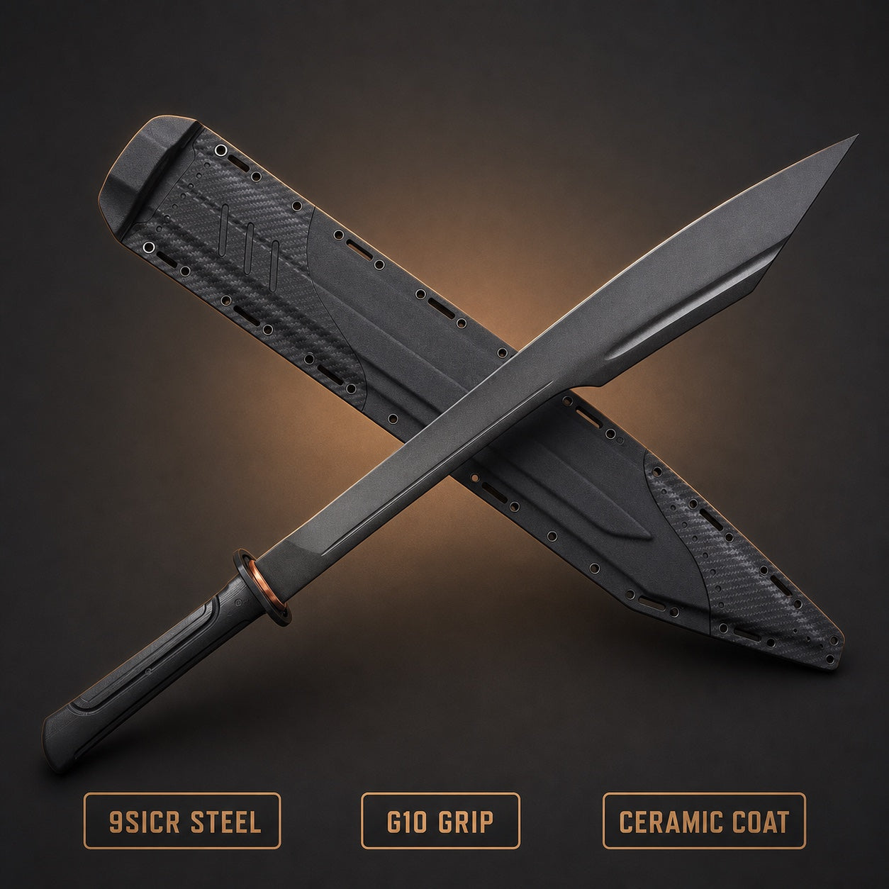 Champion Chopper 9SiCr tactical sword with G10 grip and ceramic coating