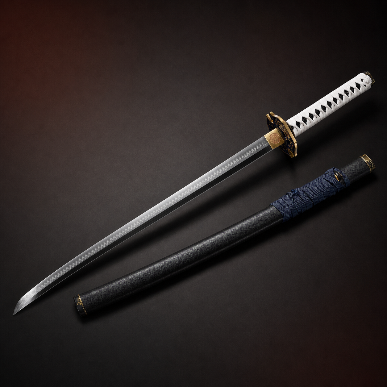 Devil May Cry Vergil-inspired T10 steel katana with hamon and matching scabbard