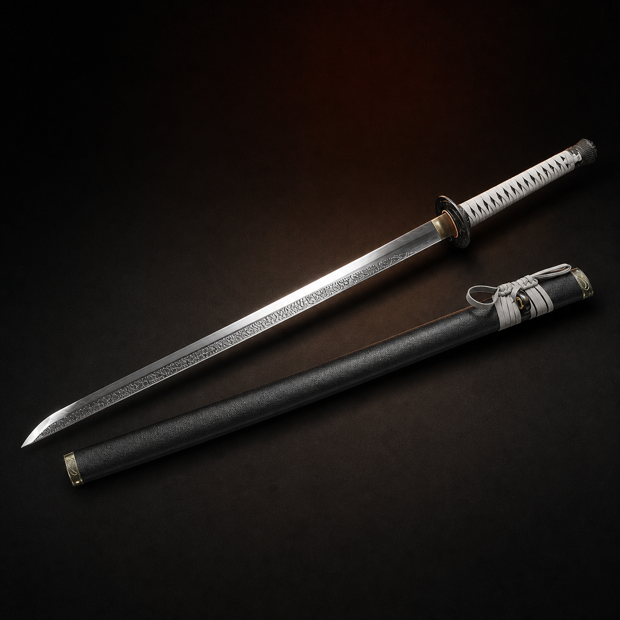 Elden Ring Moonveil-inspired T10 steel katana with hamon and matching scabbard