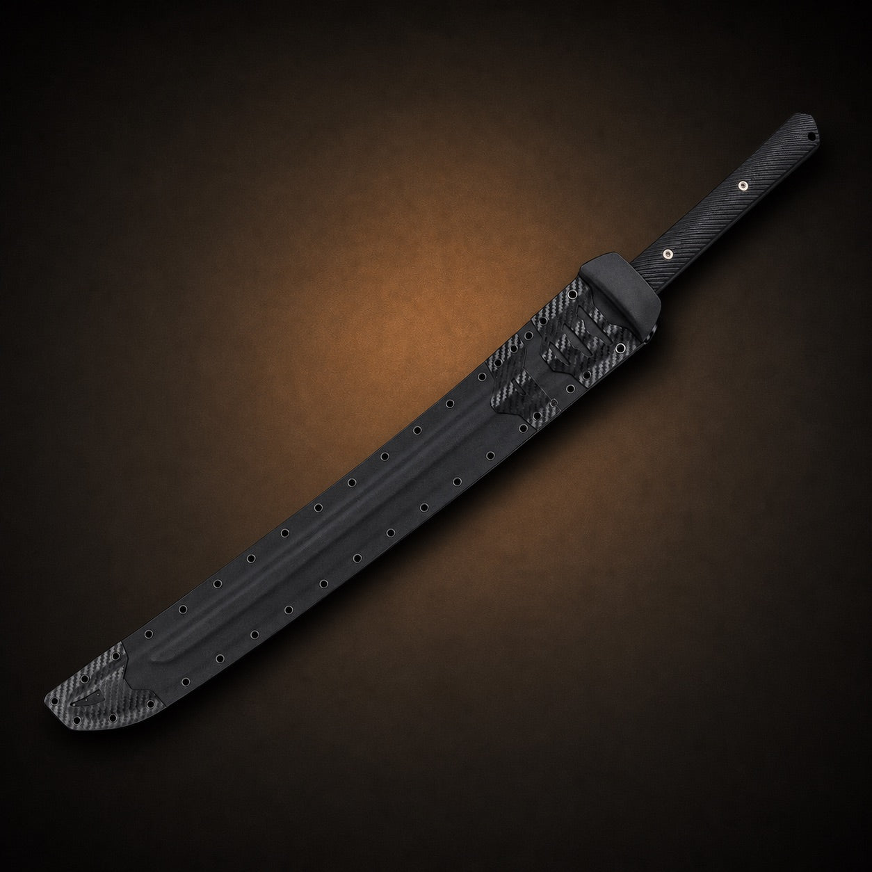 Voidstrike tactical katana fully sheathed in black scabbard