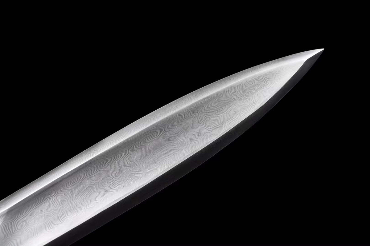 Handmade Real Sword Han Dynasty Chinese Swords Damascus Steel  Cowhide scabbard