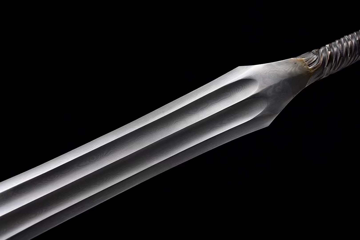 Handmade Real Sword Han Dynasty Chinese Swords Damascus Steel  Cowhide scabbard