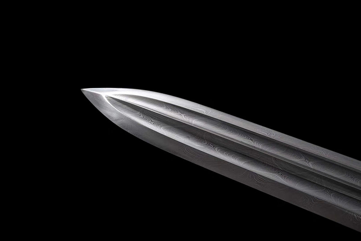 Handmade Real Sword Han Dynasty Chinese Swords Damascus Steel  Cowhide Scabbard