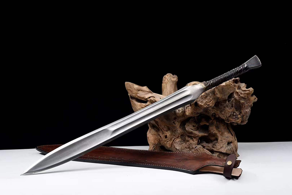 Handmade Real Sword Han Dynasty Chinese Swords Damascus Steel  Cowhide scabbard