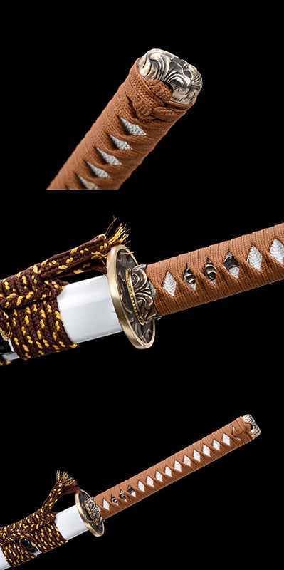 Épées japonaises faites à la main, pratique du samouraï Katana, épée en bois, fourreau blanc