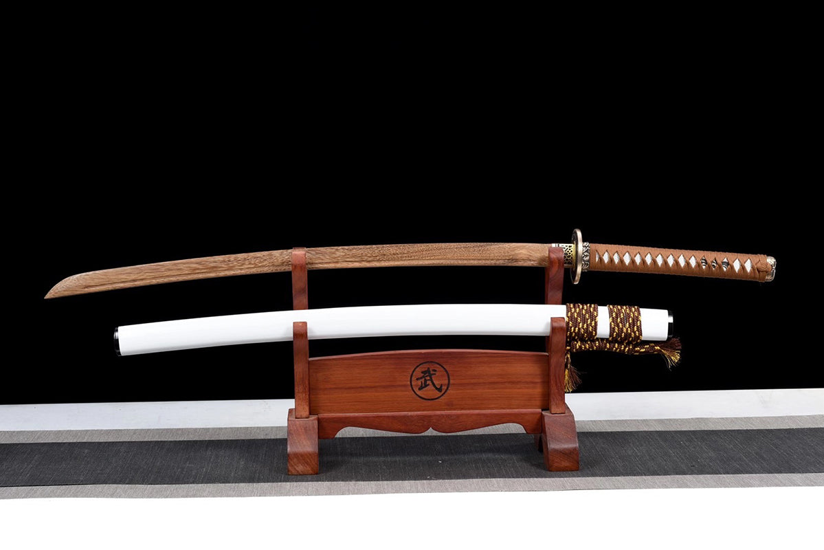 Épées japonaises faites à la main, pratique du samouraï Katana, épée en bois, fourreau blanc