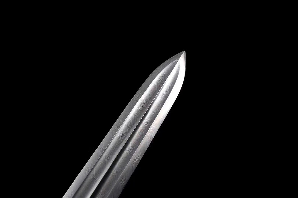 Handmade Real Sword Han Dynasty Chinese Swords Damascus Steel  Cowhide Scabbard