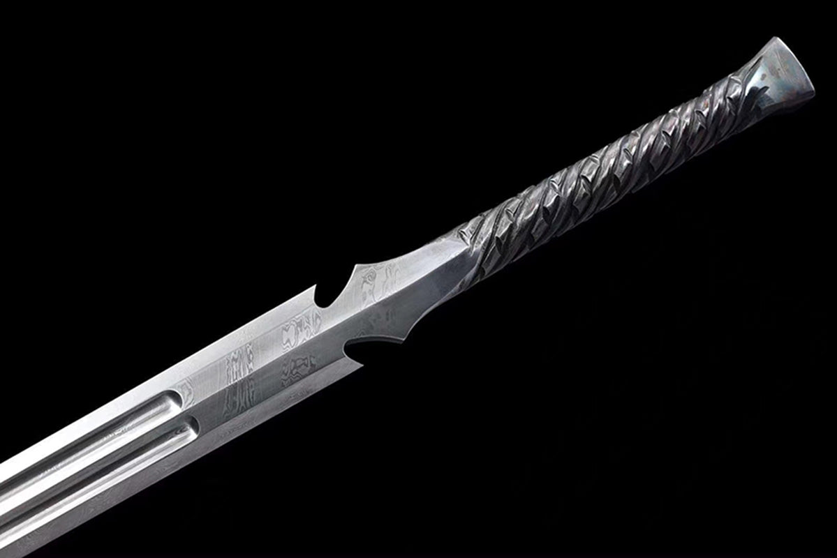 Handmade Real Sword Han Dynasty Chinese Swords Damascus Steel  Cowhide Scabbard