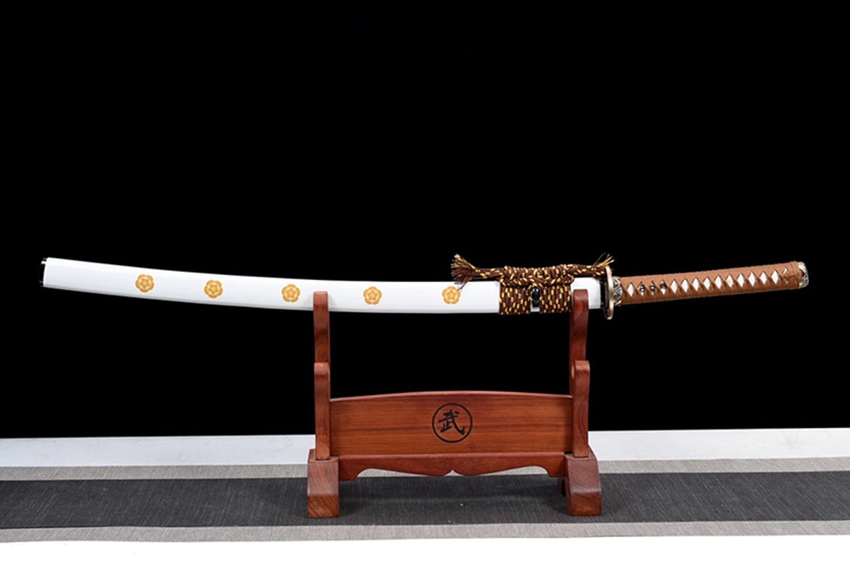 Épées japonaises faites à la main, pratique du samouraï Katana, épée en bois, fourreau blanc