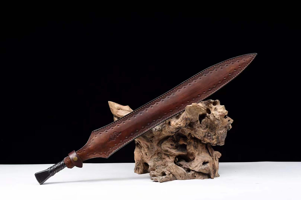 Handmade Real Sword Han Dynasty Chinese Swords Damascus Steel  Cowhide scabbard