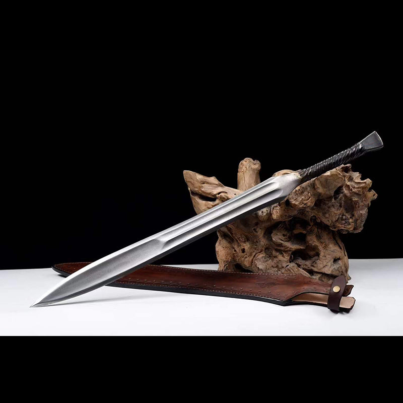 Handmade Real Sword Han Dynasty Chinese Swords Damascus Steel  Cowhide scabbard