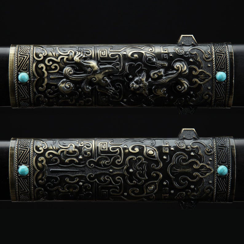 Handmade Real Chinese Han Swords With Black Scabbard