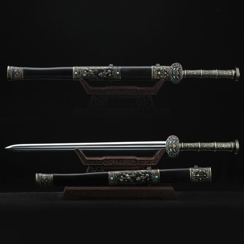 Handmade Real Chinese Han Swords With Black Scabbard