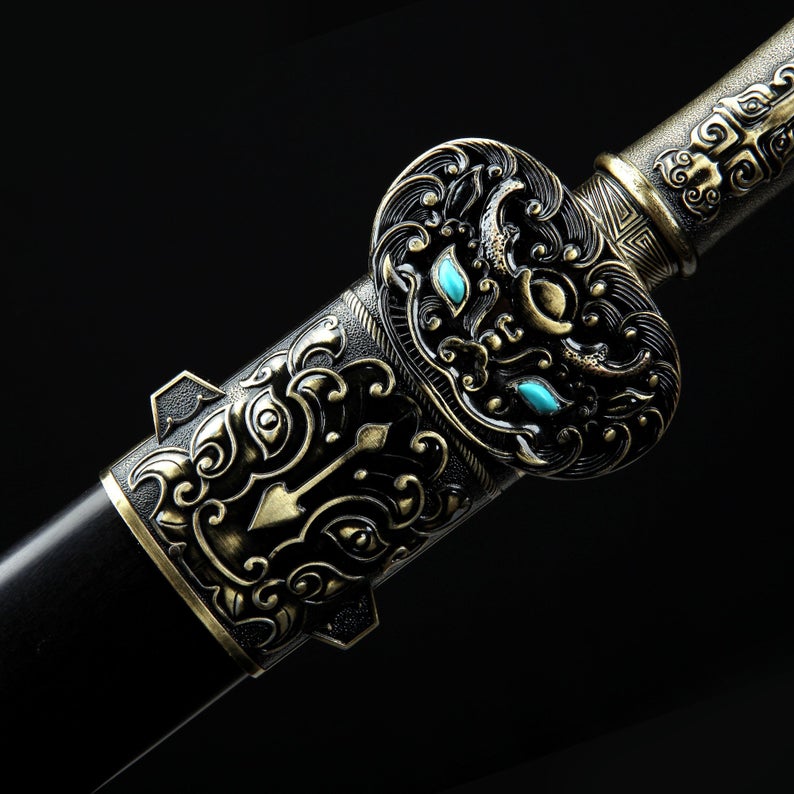 Handmade Real Chinese Han Swords With Black Scabbard