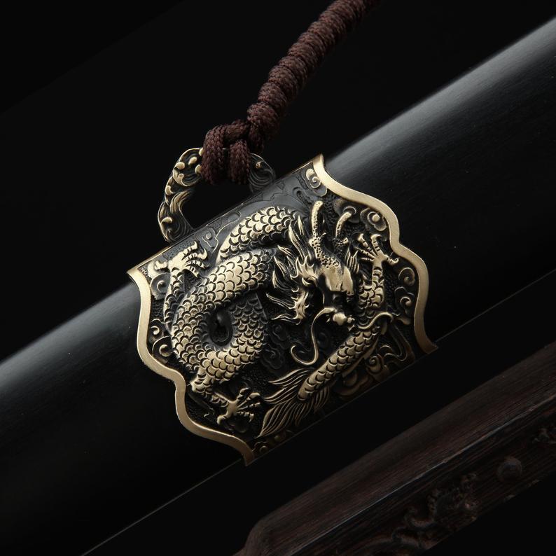 Handmade China Dragon Style Real Chinese Han Swords With Black Scabbard