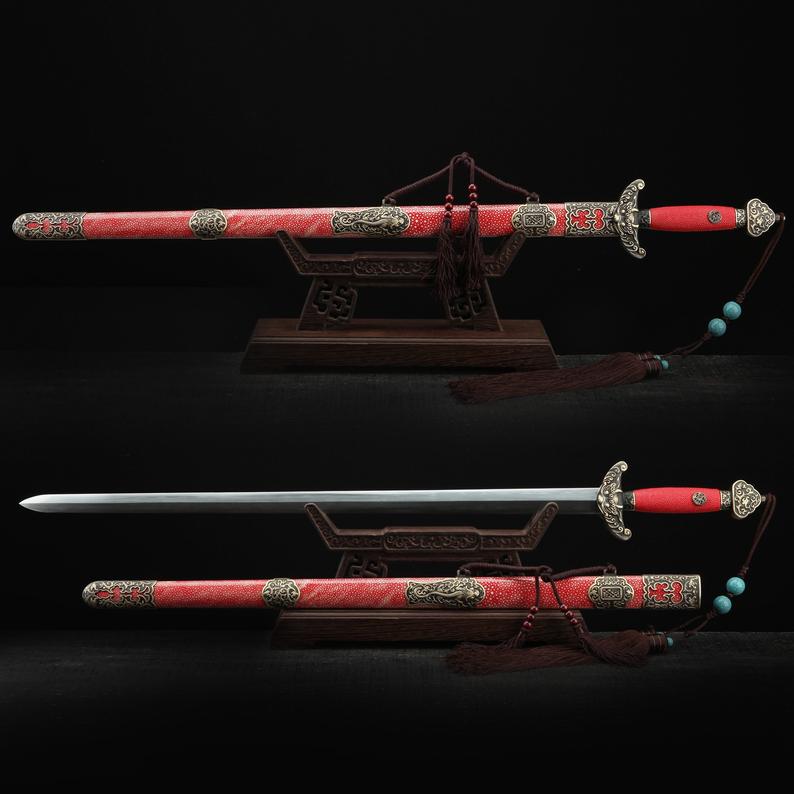 Épées Du Roi Qianlong De La Dynastie Qing Chinoise En Acier Au Carbone Faites à La Main