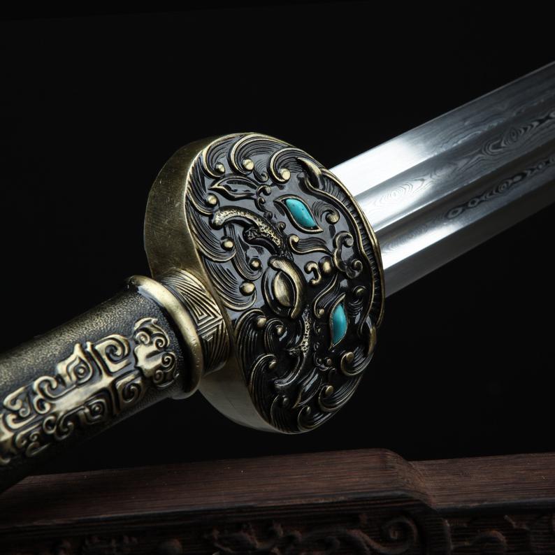 Handmade Real Chinese Han Swords With Black Scabbard