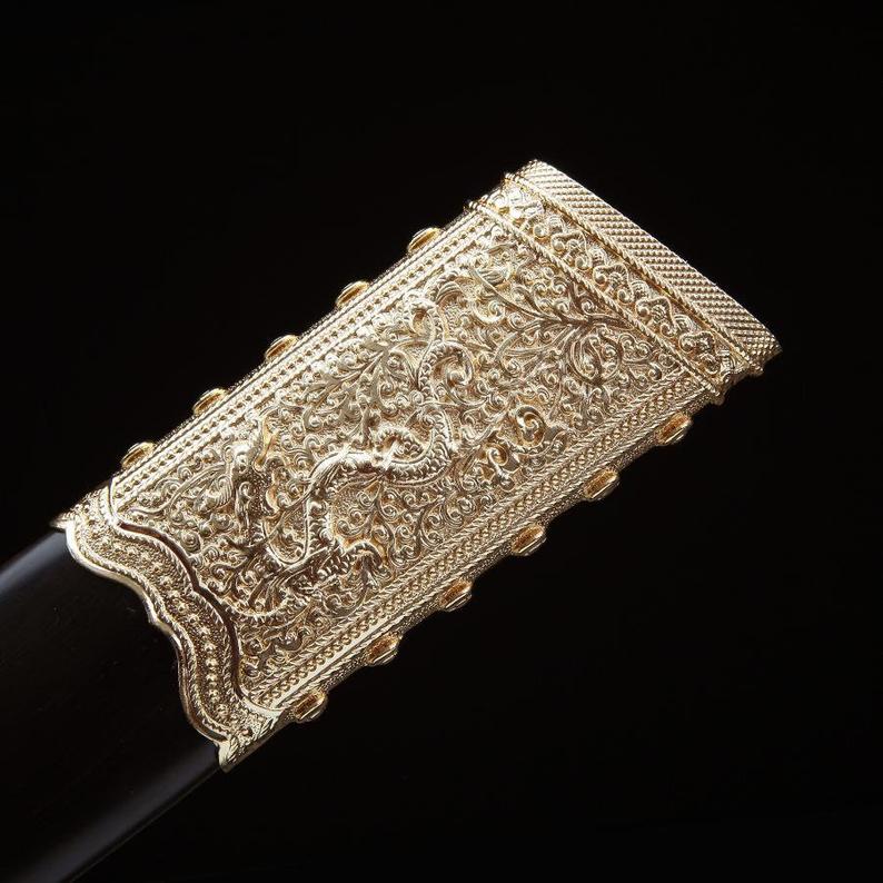 Épées Chinoises Faites à La Main Du Roi De Kang Xi De La Dynastie Qing Avec Fourreau En Bois