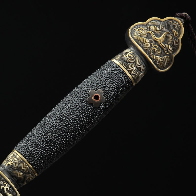 Chinese Dragon Style Real Handmade Chinese Swords With Black Scabbard