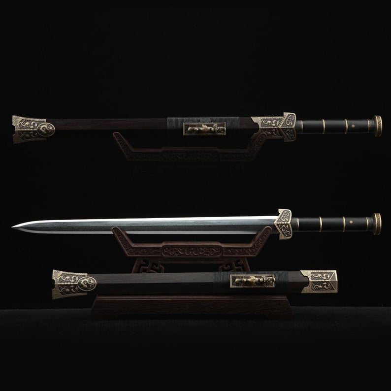 Black Dragon Real Han Sword Chinese Swords With Wood Scabbard
