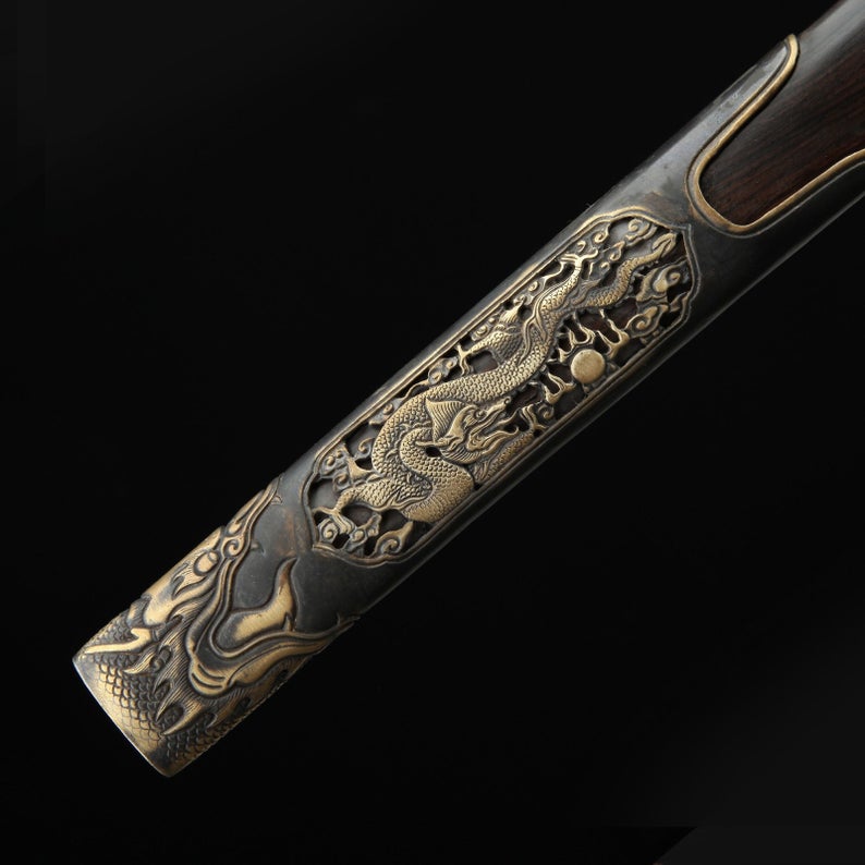 Acier Damas Bois De Santal Noir Dynastie Ming Forgé À La Main De Vraies Épées Chinoises