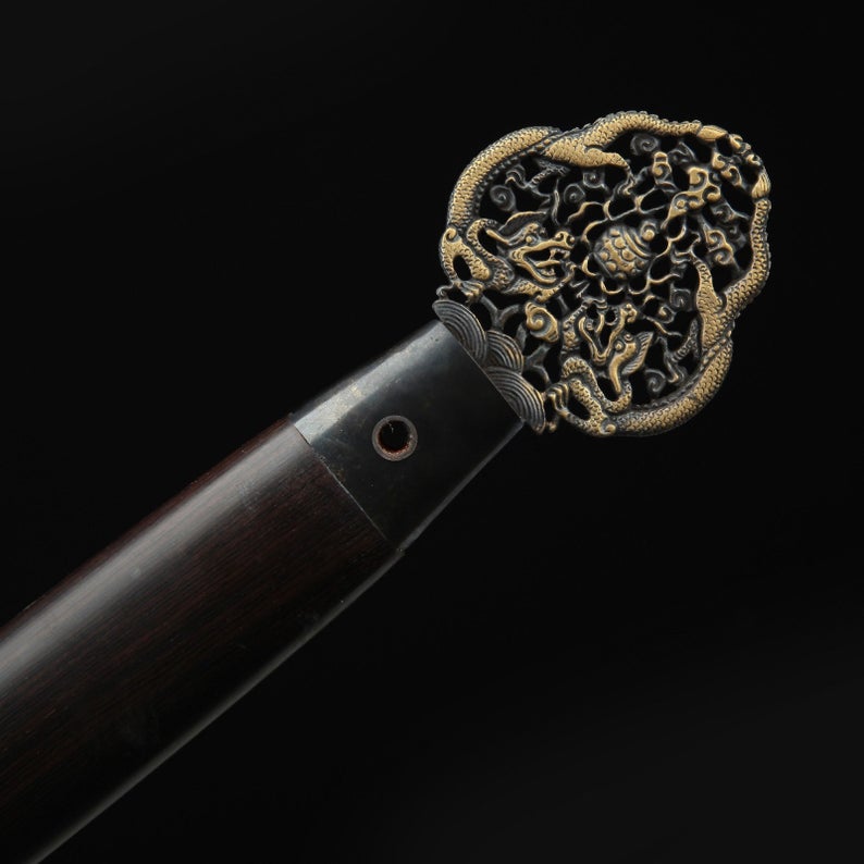 Acier Damas Bois De Santal Noir Dynastie Ming Forgé À La Main De Vraies Épées Chinoises