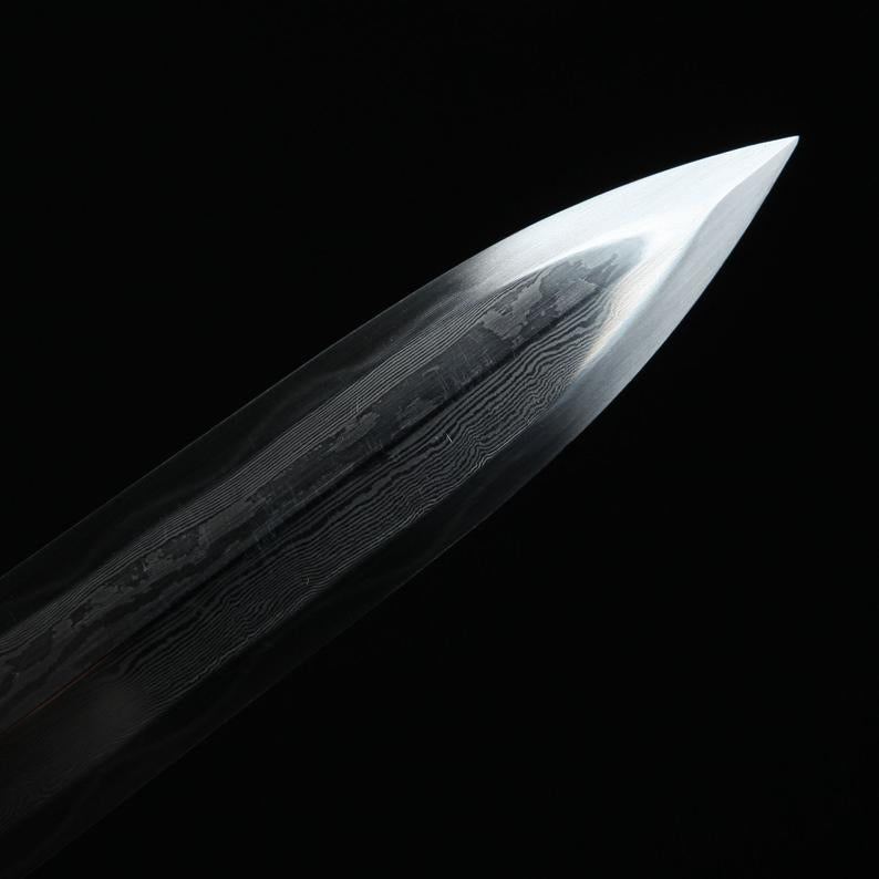 Épées De Roi De La Dynastie Ming Chinoise En Acier De Damas En Bois De Santal Noir Rétro Fait à La Main