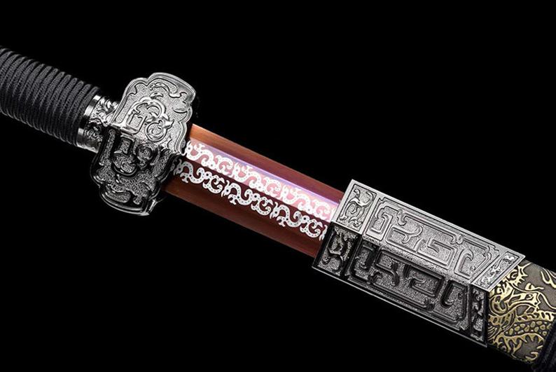 Handmade Real Sword Han Dynasty Chinese Swords High Manganese Steel Purple Blade