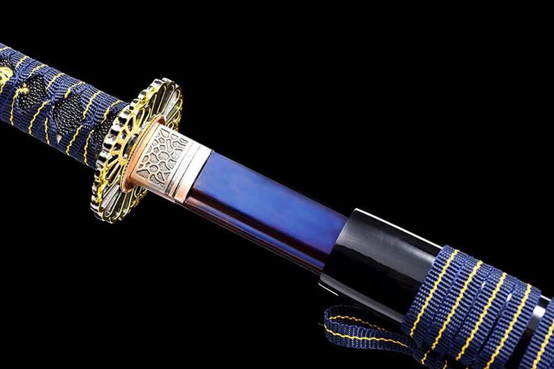 Épées japonaises faites à la main samouraï Katana véritable épée 1045 en acier au carbone Ninjato lame bleue yeux fantômes