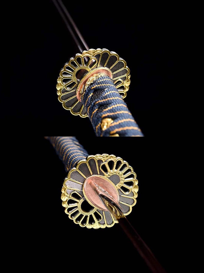 Épées japonaises faites à la main samouraï Katana véritable épée 1045 en acier au carbone Ninjato lame bleue yeux fantômes