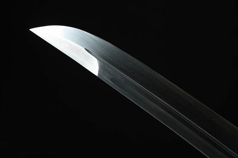 Handmade Real Sword Qin Dynasty Chinese Dao Swords Damascus Steel With Green Scabbard High Quality