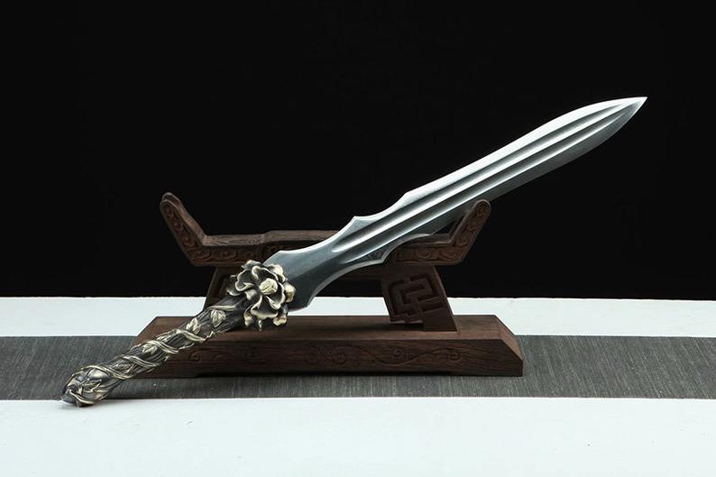 Handmade Real Sword Chinese Swords Damascus Steel With Leather Scabbard High Quality