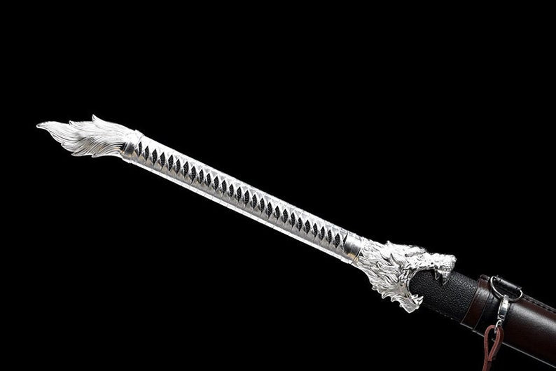 Handmade Real Sword Tang Dynasty Chinese Swords Dao High Manganese Steel Blue Blade Wolf