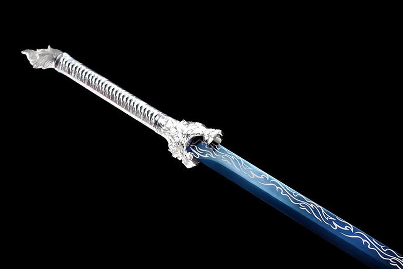Handmade Real Sword Tang Dynasty Chinese Swords Dao High Manganese Steel Blue Blade Wolf