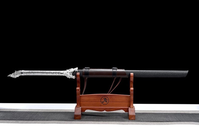 Handmade Real Sword Tang Dynasty Chinese Swords Dao High Manganese Steel Blue Blade Wolf