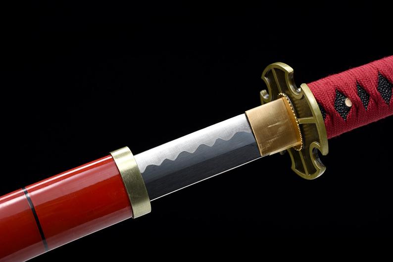 One Piece Roronoa Zoro Handgefertigte japanische Katana-Samurai-Schwerter Hochwertiges Schwert Full Tang 1045 Kohlenstoffstahl
