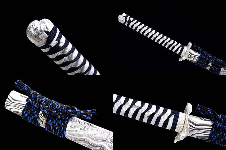 Handmade Japan katana Samurai Swords High Quality Sword High-Manganese Steel Full Tang Red Blade White Scabbard