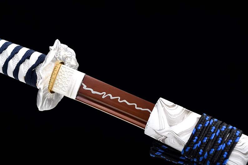 Handmade Japan katana Samurai Swords High Quality Sword High-Manganese Steel Full Tang Red Blade White Scabbard