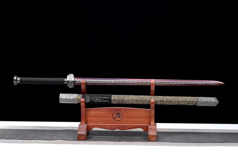Handmade Real Sword Han Dynasty Chinese Swords High Manganese Steel Purple Blade