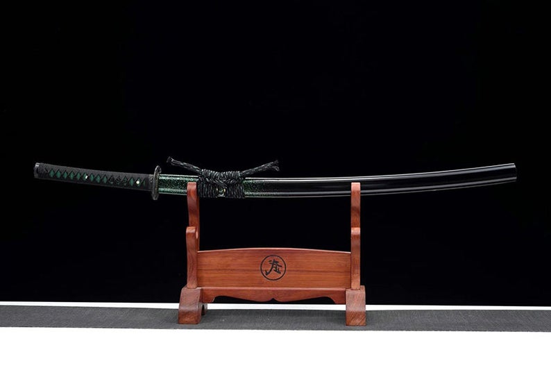 Épées de samouraï katana en bois japonais faites à la main épée d'entraînement à lame en palissandre de haute qualité fourreau vert