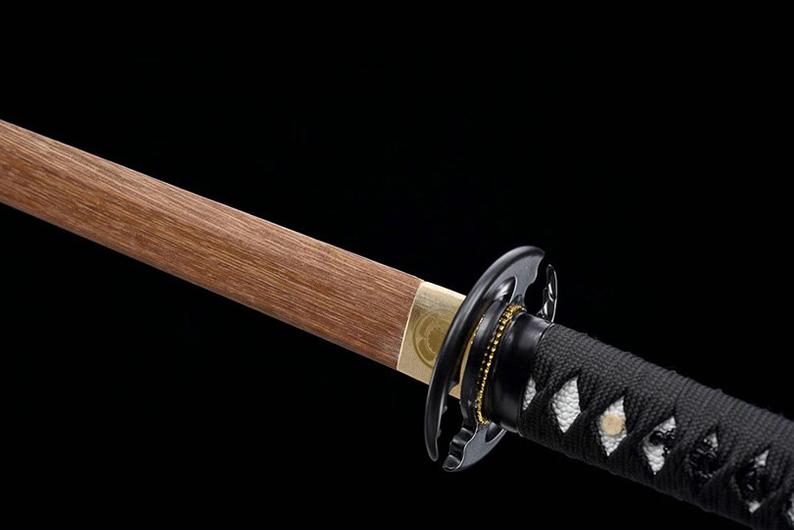 Épées de samouraï katana en bois japonais faites à la main, lame d'entraînement en bois de rose Ninjato de haute qualité, fourreau blanc