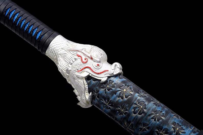 Handmade Chinese Swords Tang Dynasty Swords High Quality Real Sword High manganese steel Dao Full Tang Blue Blade