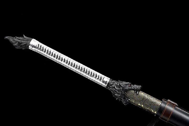 Handmade Chinese Swords Tang Dynasty Swords High Quality Real Sword High manganese steel Dao Full Tang Blue Blade Wolf